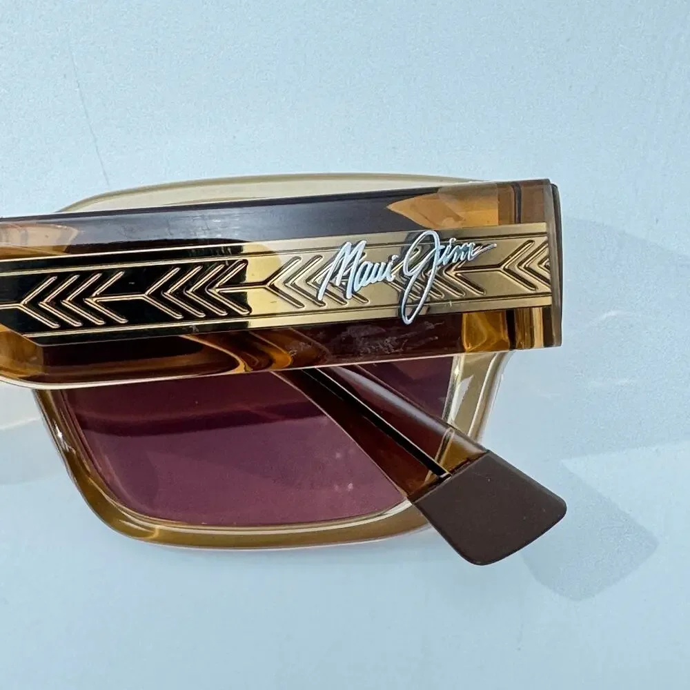 Maui Jim Sunglasses Kenui STG-SG MJ642-01 Transparent Tan Frame Polarized 53mm
